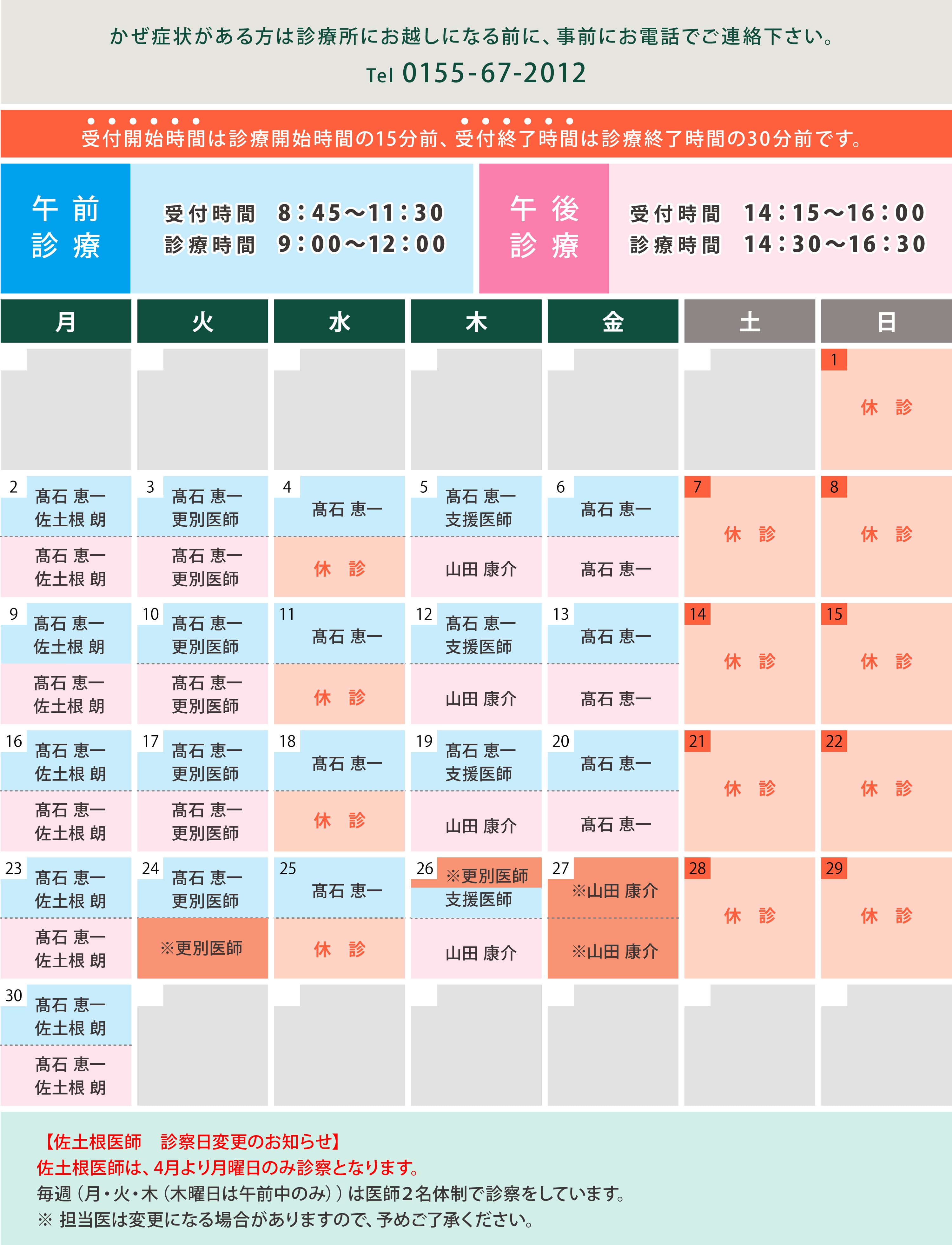 診療時間と担当医師