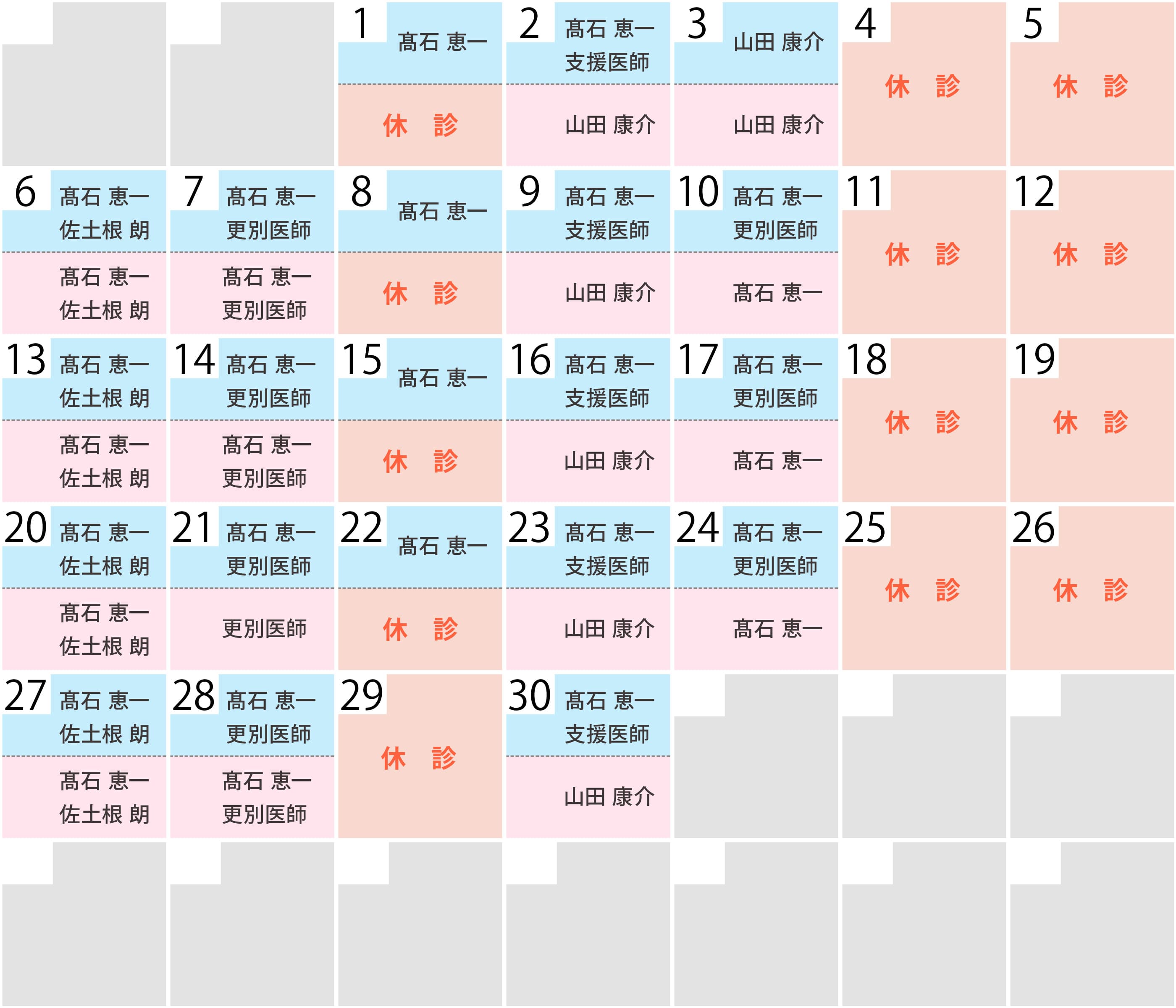 診療時間と担当医師
