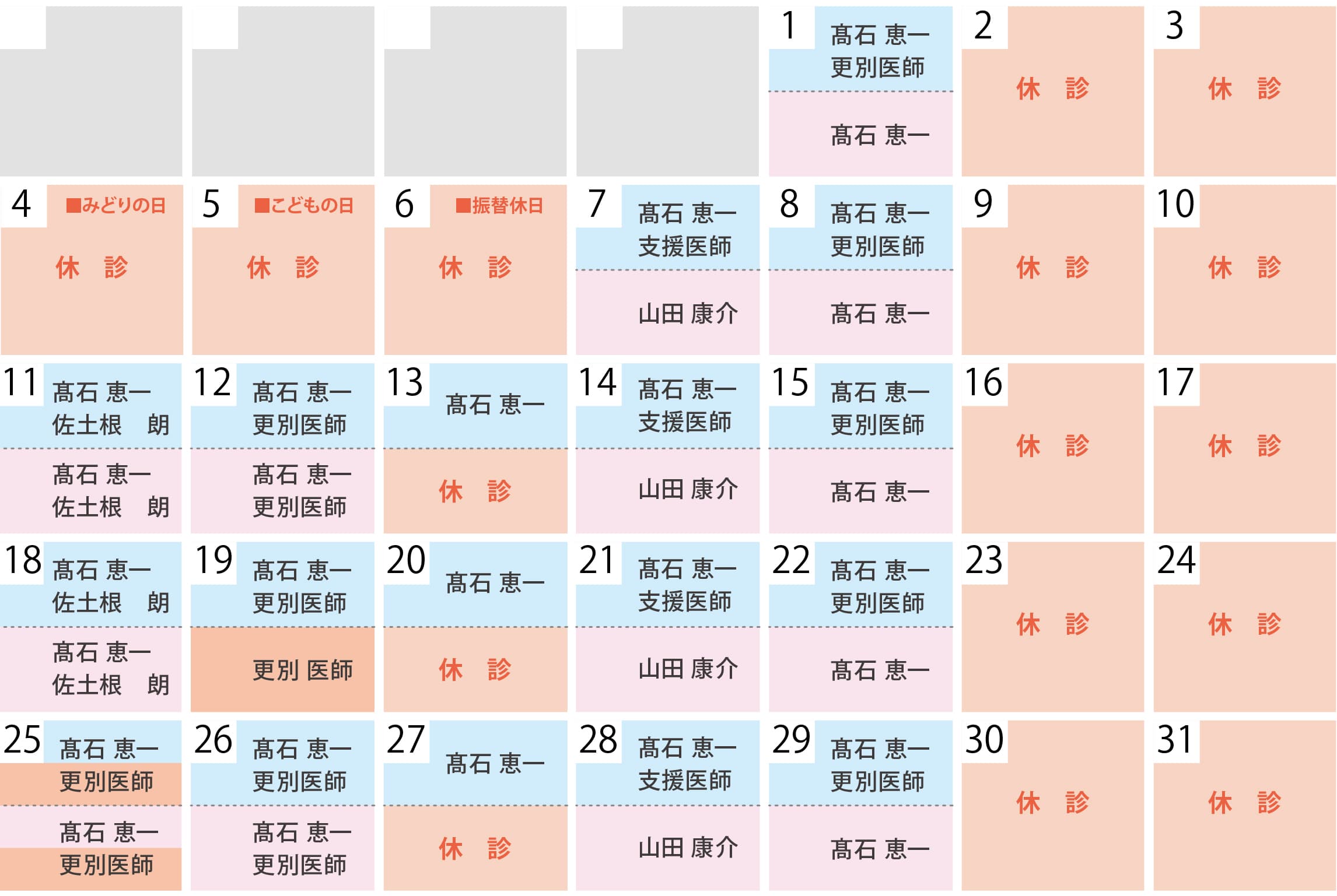 診療時間と担当医師