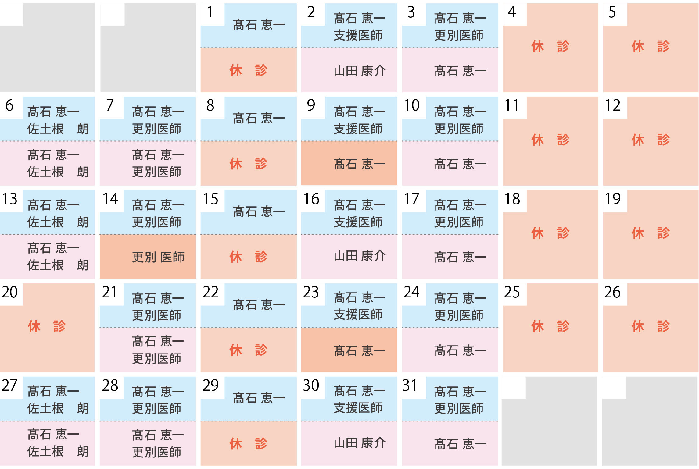 診療時間と担当医師