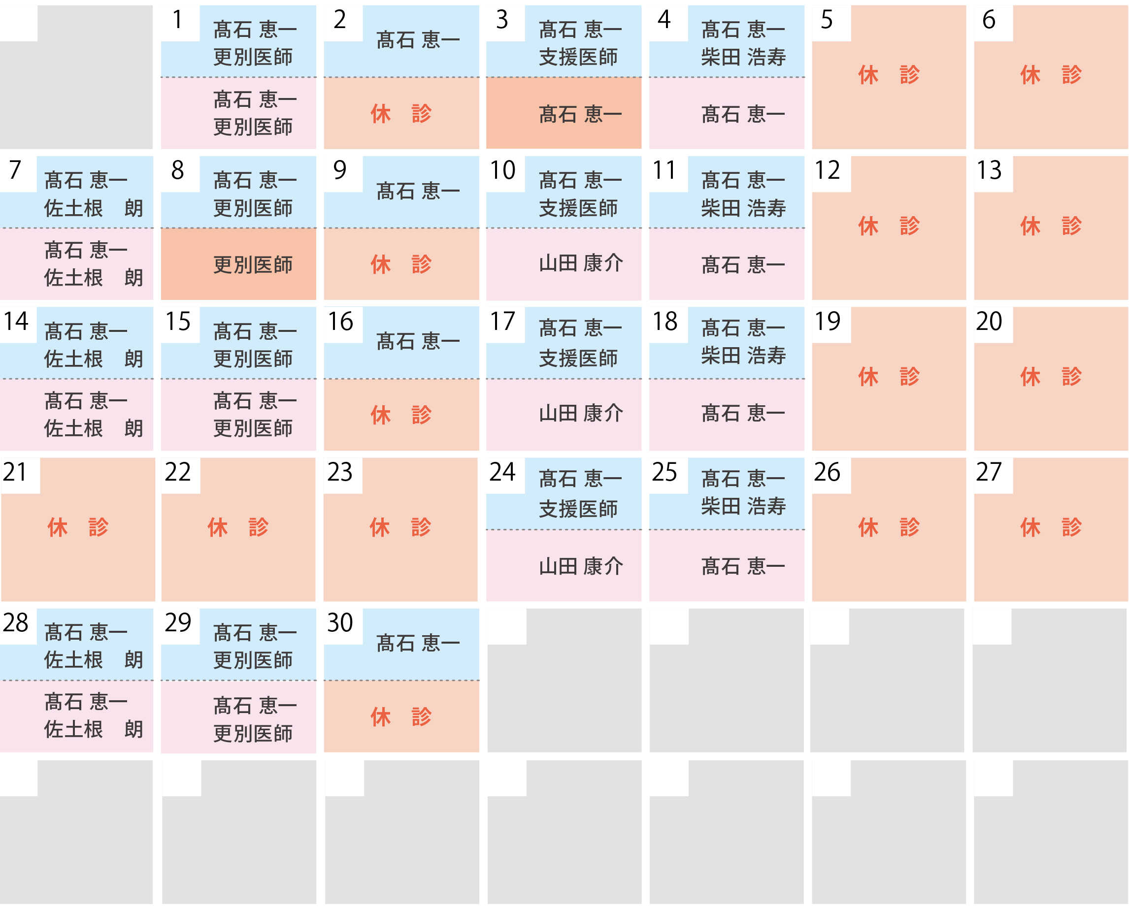診療時間と担当医師